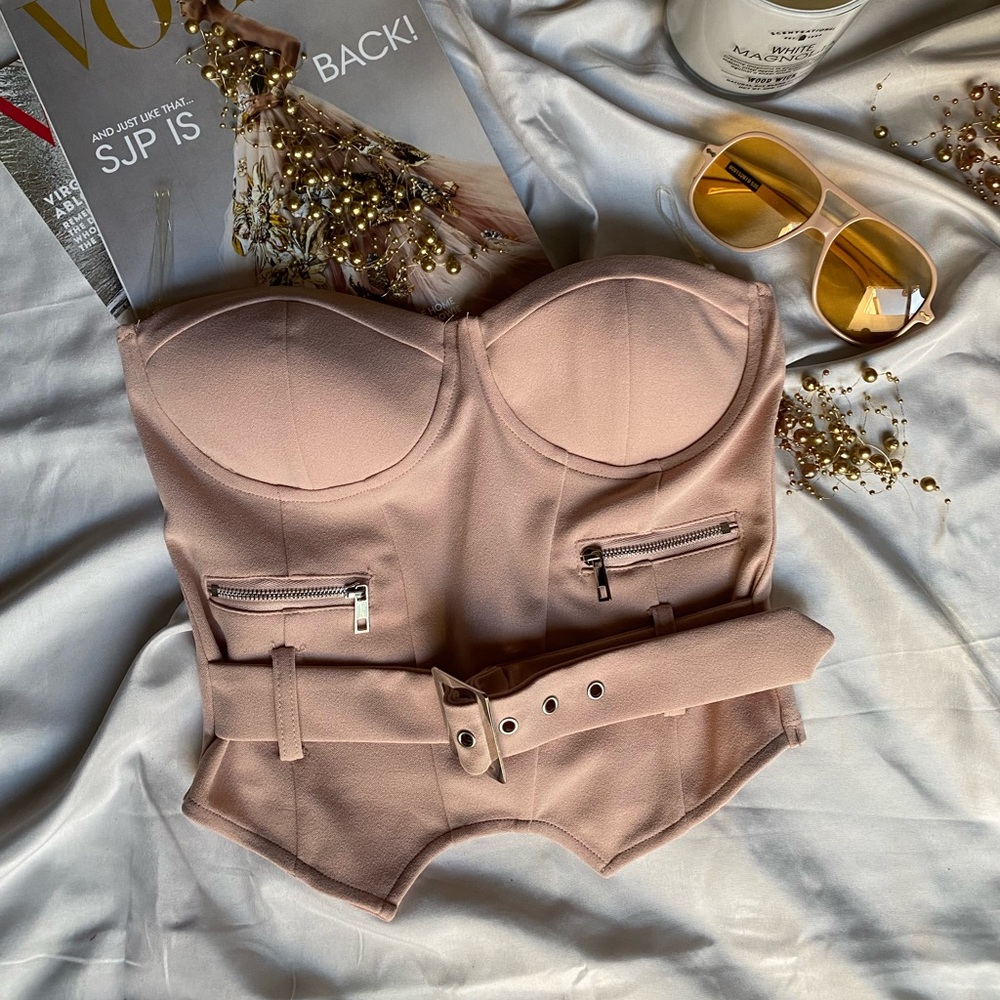 Pink Corset Strapless Top